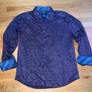 Bespoke purple mens button down dress shirt